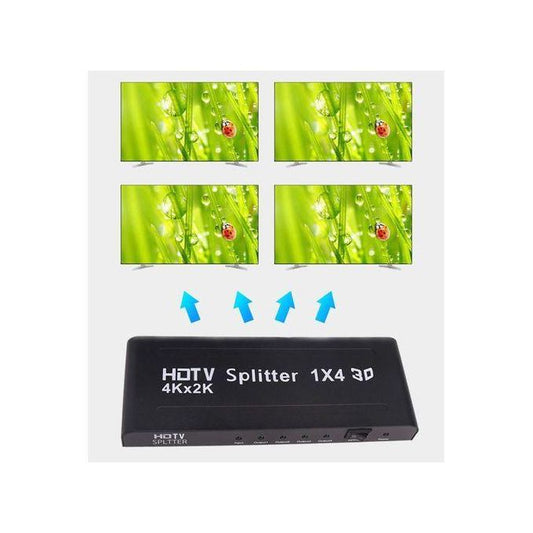 HDTV 1×4 HDMI Splitter – 4K UHD 3D Support, 1 Input to 4 Outputs, High-Performance Signal Distributor