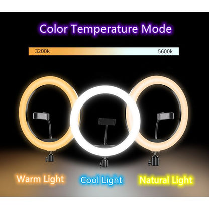 12-Inch LED Ring Light with Adjustable Stand + Dual Wireless Lapel Microphones & Bluetooth Shutter
