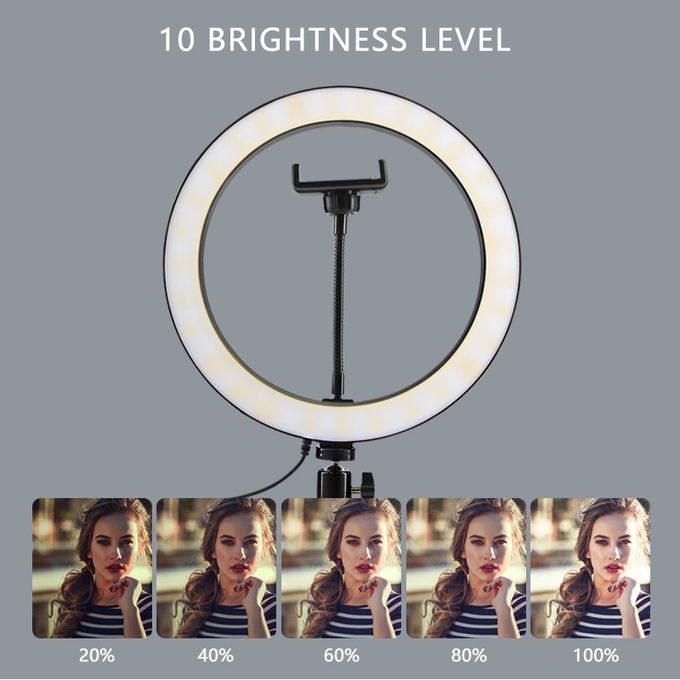 10-Inch LED Ring Light with 2M Adjustable Tripod Stand + Lavalier Microphone + Bluetooth Remote & Clip