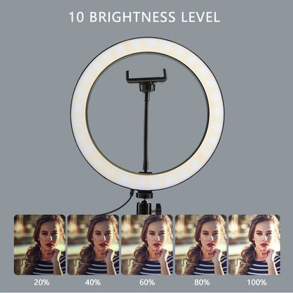 10-Inch LED Ring Light with 2M Adjustable Tripod Stand + Lavalier Microphone + Bluetooth Remote & Clip