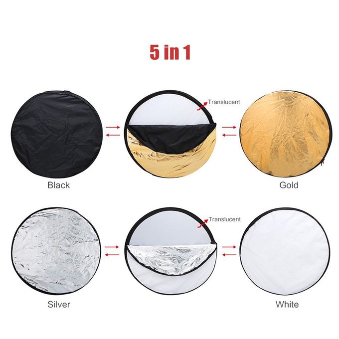 110 cm 5-in-1 Collapsible Photography Reflector – Portable Light Diffuser for Studio & Outdoor Shoots
