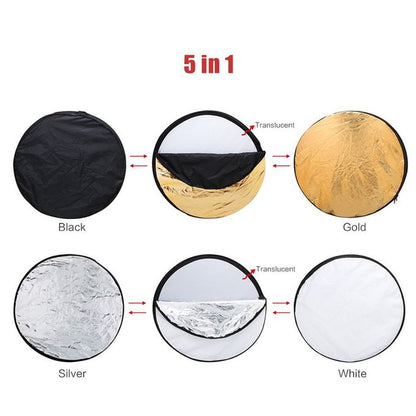 110 cm 5-in-1 Collapsible Photography Reflector – Portable Light Diffuser for Studio & Outdoor Shoots
