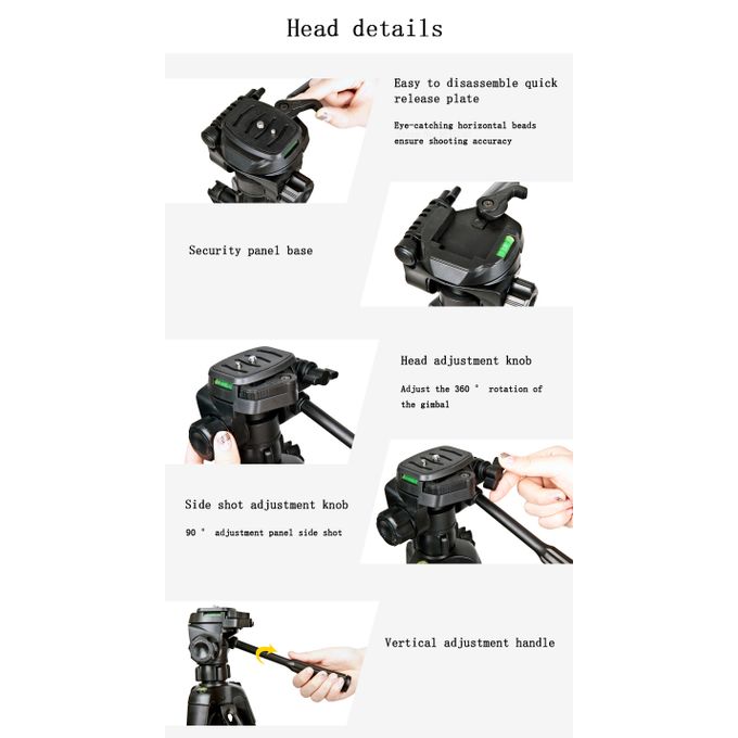 Weifeng WF-3560 Professional Tripod Stand for DSLR/SLR Camera & Phone – Height 168cm