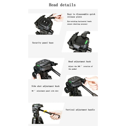 Weifeng WF-3560 Professional Tripod Stand for DSLR/SLR Camera & Phone – Height 168cm