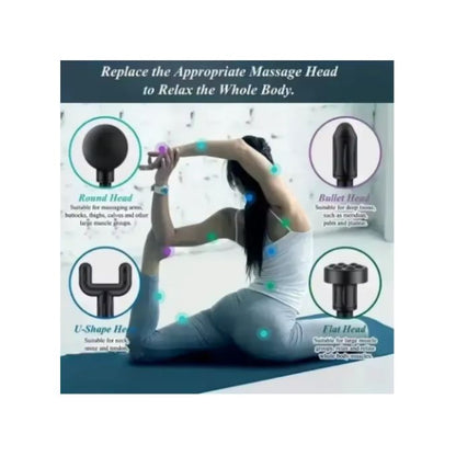 USB Mini Massage Gun – Fascia Muscle Relaxation Gun, Deep Tissue Vibration Therapy, 4 Heads