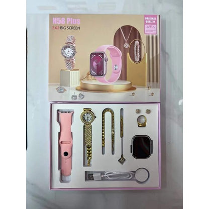H58 Plus Smart Watch Gift Set for Women – 2.02 Inch Screen with Jewelry Accessories
