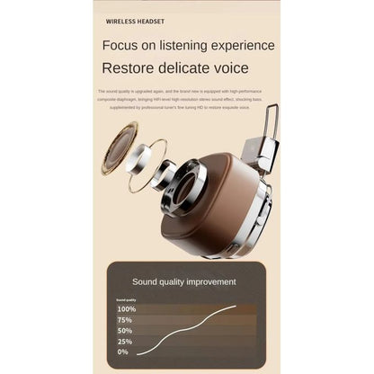 Retro Classic Over-Ear Bluetooth 5.3 Headphones – Studio Stereo Wireless Headset with Touch Control & Type-C Charging