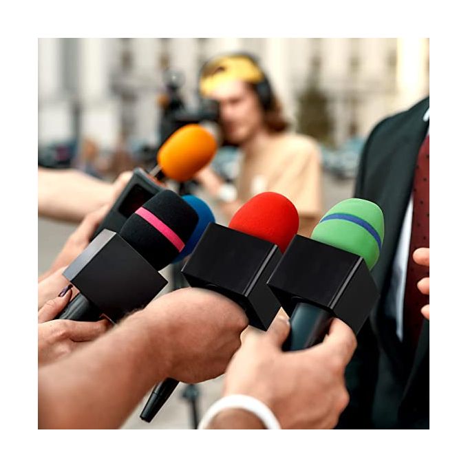 2 PCS Square Microphone Flag Holder – Black Universal Mic ID Box for Interviews & Broadcasts