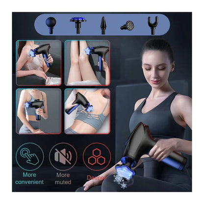Professional Deep Tissue Massage Gun – 8 Speed Levels, 5 Interchangeable Heads, Rechargeable Muscle Massager