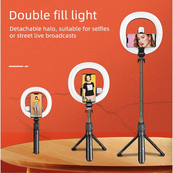 7.5-Inch Dual Ring Light with Adjustable Selfie Stick – Portable LED Beauty Lamp for Live Streaming & Photography