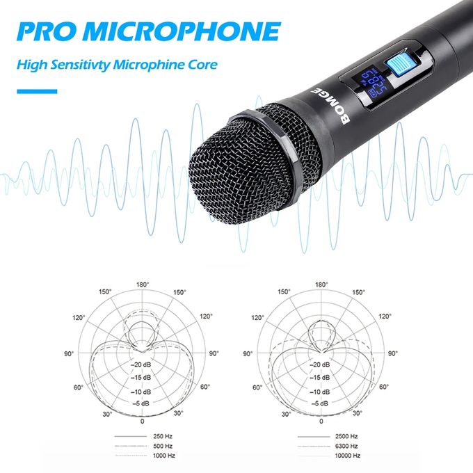 BOMGE 4-Channel UHF Wireless Microphone System – Professional Dynamic Mic Set with 50M Range