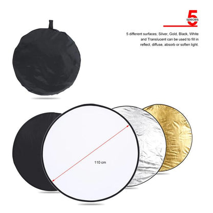 110 cm 5-in-1 Collapsible Photography Reflector – Portable Light Diffuser for Studio & Outdoor Shoots