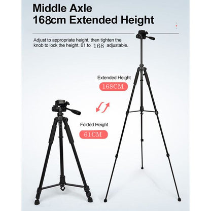 168 CM Adjustable Tripod Stand for Phone & Camera – 360° Photography & Live Streaming Stand