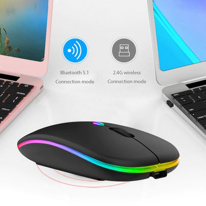 Wireless & Bluetooth 5.2 Rechargeable Mouse – Silent, Dual-Mode LED Mouse for Laptop & Desktop