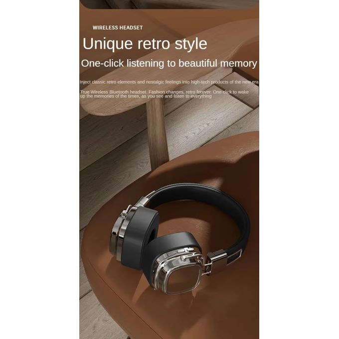 Retro Classic Over-Ear Bluetooth 5.3 Headphones – Studio Stereo Wireless Headset with Touch Control & Type-C Charging