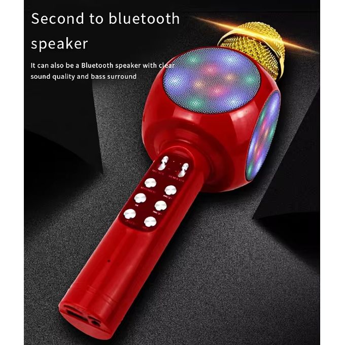 WS1816 High-Quality Wireless Karaoke Microphone with LED Lights – Bluetooth Handheld Speaker Mic