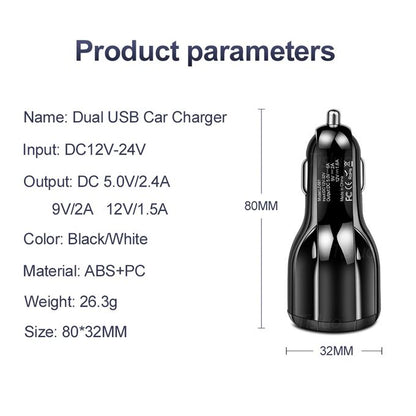 Quick Charge 3.0 Dual USB Car Charger – 3.1A Fast Charging Adapter for Phones & Tablets