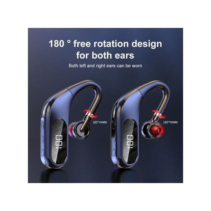 Wireless Bluetooth Earhook Headset with LED Power Display – Sports Earphone 300mAh Battery