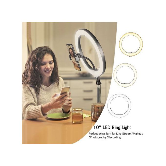 10-Inch LED Ring Light with 2M Adjustable Tripod Stand & Bluetooth Remote