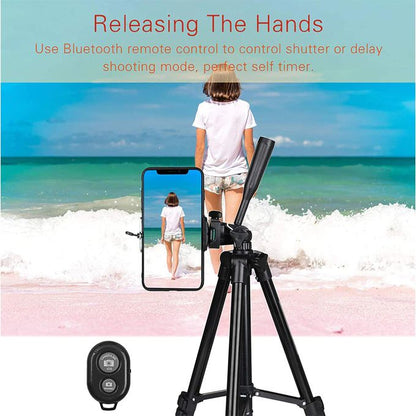 3120 Portable Phone & Camera Tripod Stand with Bluetooth Remote and Phone Clip