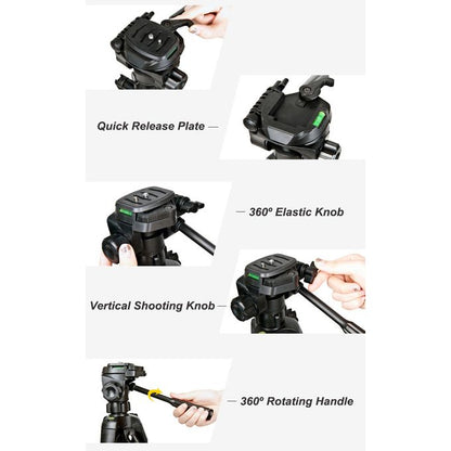 168CM Adjustable Photography Tripod Stand for Camera & Smartphone – 360° Rotation