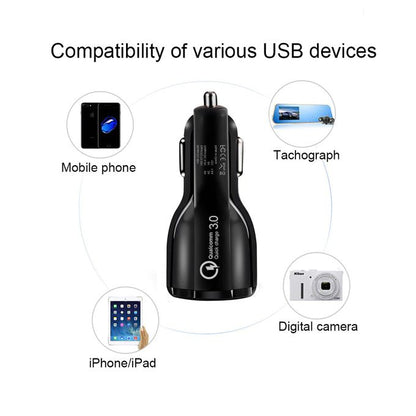 Quick Charge 3.0 Dual USB Car Charger – 3.1A Fast Charging Adapter for Phones & Tablets