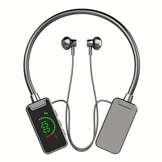 Bluetooth 5.4 Neckband Wireless Headset – TF Card MP3 Playback, LED Display & Hi-Fi Sound
