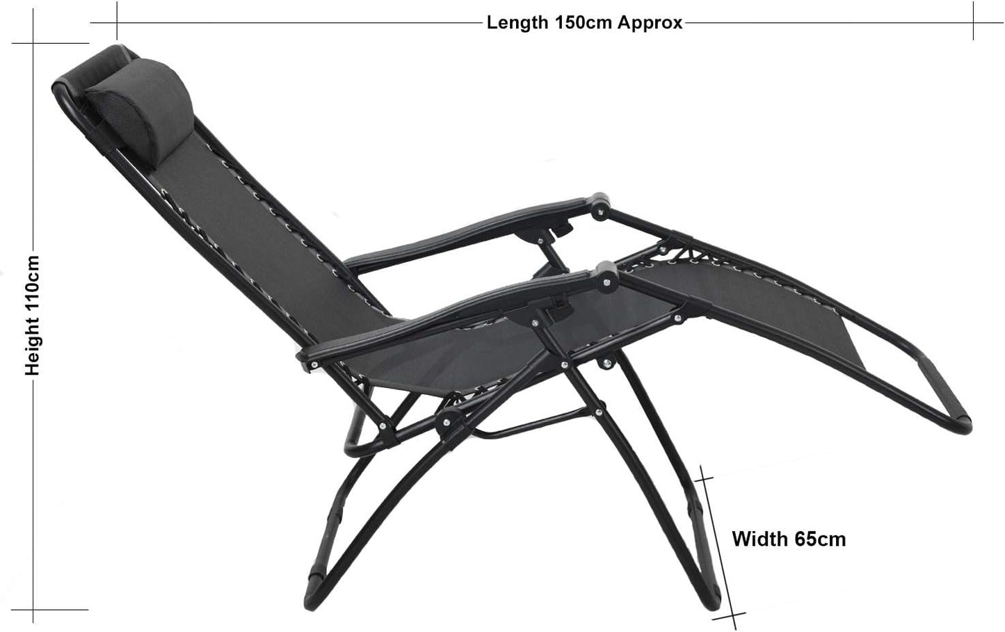 Zero Gravity Lounge Chair Reclining Chair Garden Sun Lounger Black