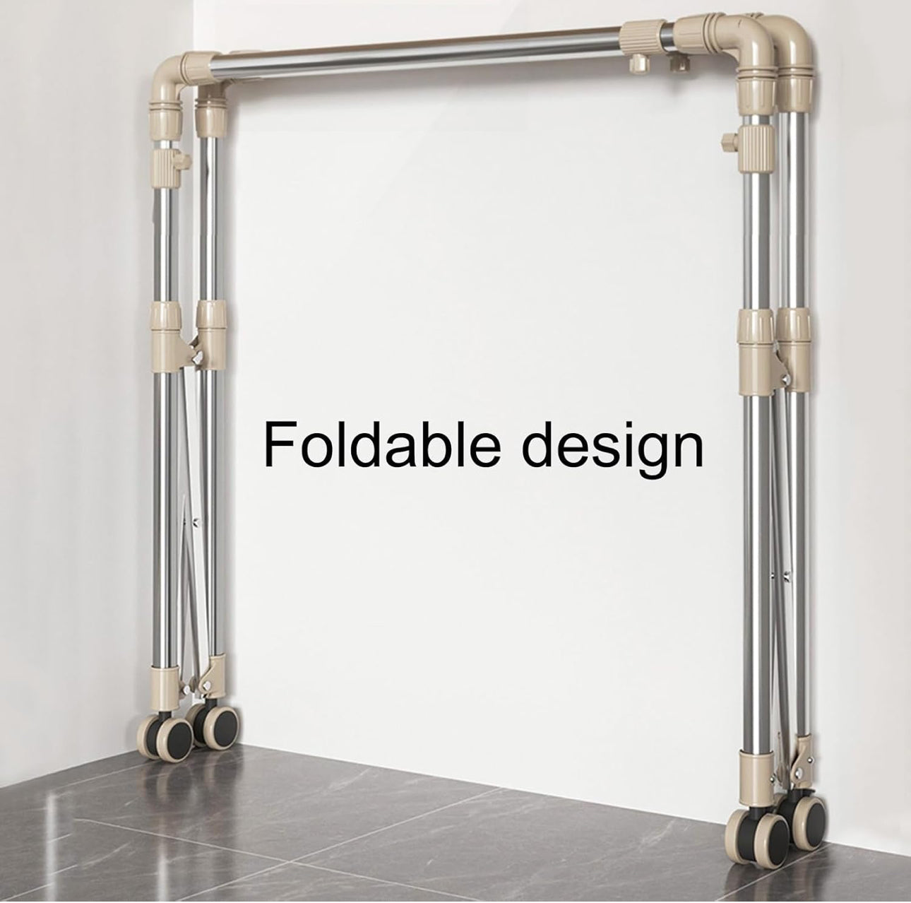 Stainless Steel Laundry Drying Rack With Castors, Extendable Clothing Dryer Rack, Foldable Portable Space Saving Clothes Drying Rack,，With Sock Tray Holder，Double Pole Drying Rack