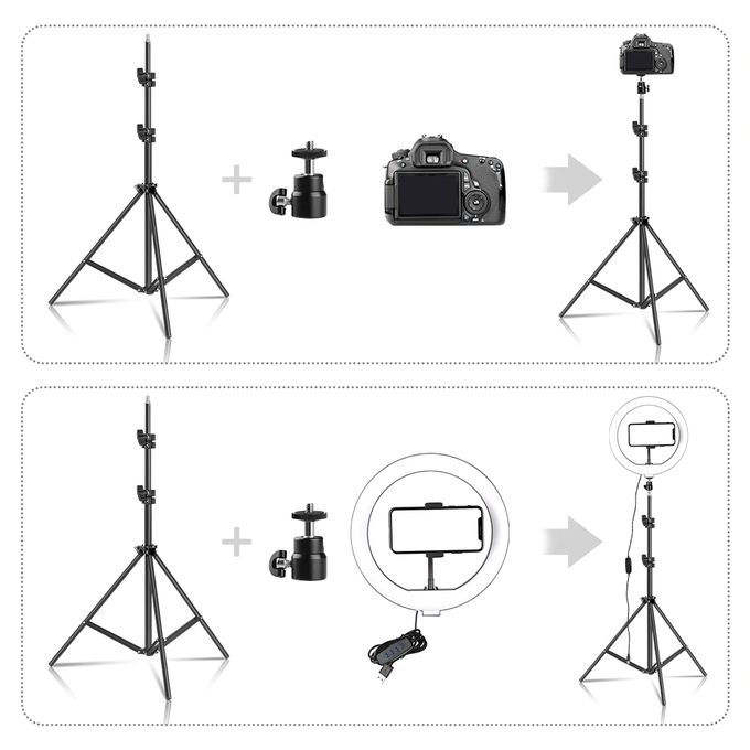 10 Inch Ring Light With 2.1M Tripod Stand + Remote+Lapel Mic