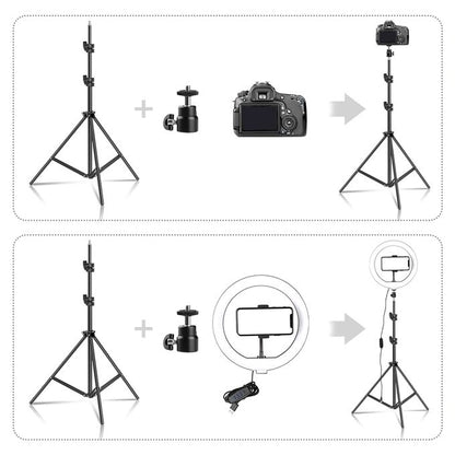 10 Inch Ring Light With 2.1M Tripod Stand + Remote+Lapel Mic