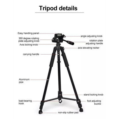 168 CM Adjustable Tripod Stand for Phone & Camera – 360° Photography & Live Streaming Stand