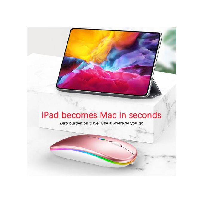 Rechargeable Wireless RGB Mouse – Dual Bluetooth 5.2/3.0 + 2.4G Connection, Silent Click, LED Light