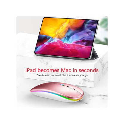 Rechargeable Wireless RGB Mouse – Dual Bluetooth 5.2/3.0 + 2.4G Connection, Silent Click, LED Light