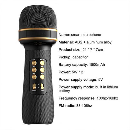 2-in-1 Wireless Bluetooth Microphone & Speaker – Voice Changer, Karaoke Mic with Echo & LED