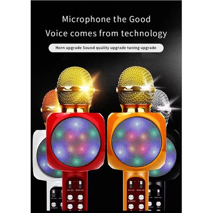 WS1816 High-Quality Wireless Karaoke Microphone with LED Lights – Bluetooth Handheld Speaker Mic