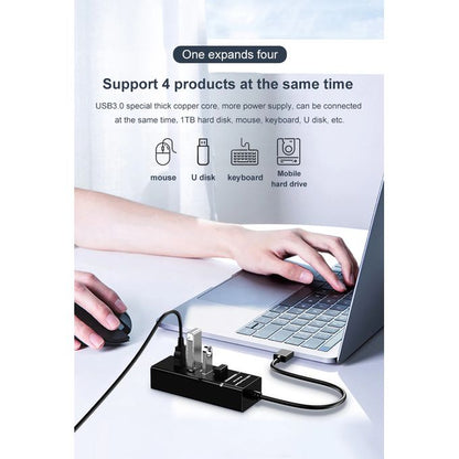 4-Port USB 3.0 Hub – High-Speed Data Transfer Splitter Adapter for Laptop & PC