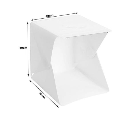 40×40CM LED Photo Softbox Lightbox – Portable Studio Tent with 2 LED Panels & 6 Color Backdrops