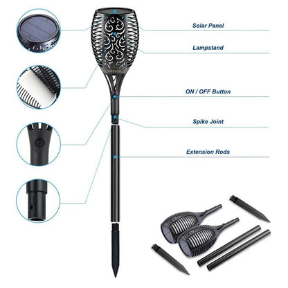 33 LED Solar Flame Lamp – 4PCS Outdoor Waterproof Flickering Torch Lights for Garden & Pathway