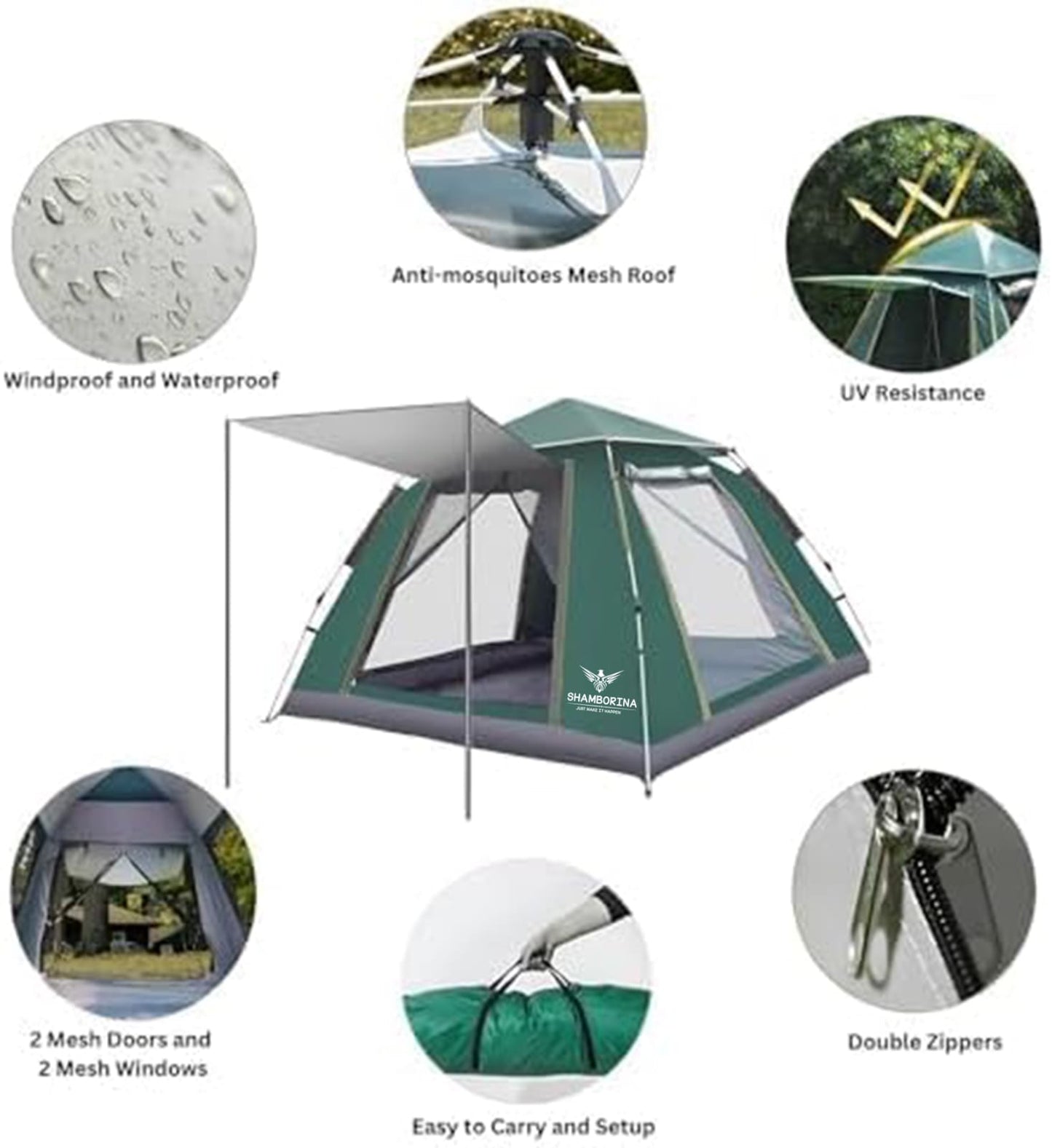 7-9 Persons Automatic Camping Tent with Flaps