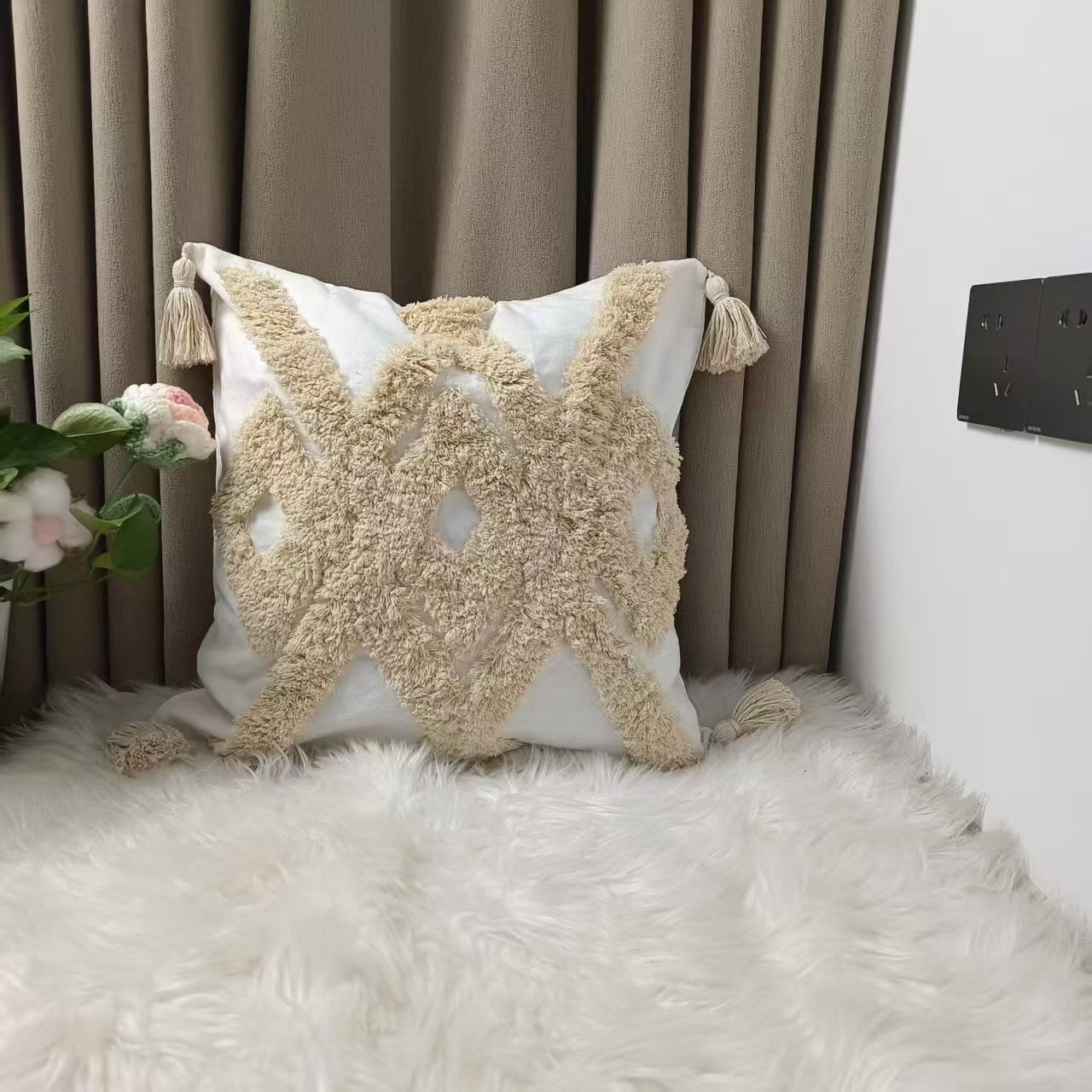 Woven Decorative Cushion Covers 45 x 45 cm Boho Pillow Cover