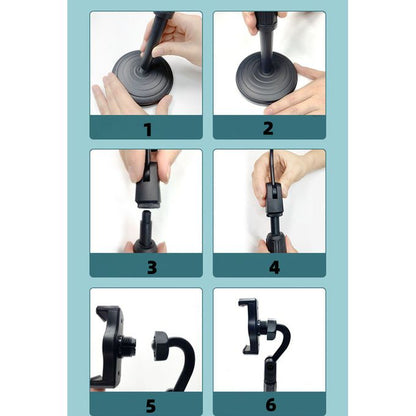 Heavy-Base Retractable Mobile Phone Holder 360° Adjustable Desk Stand