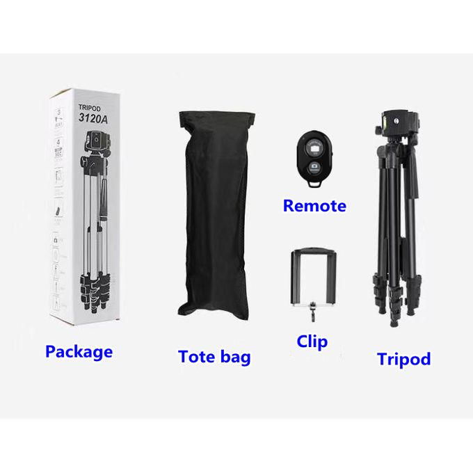 3120 Portable Phone & Camera Tripod Stand with Bluetooth Remote and Phone Clip