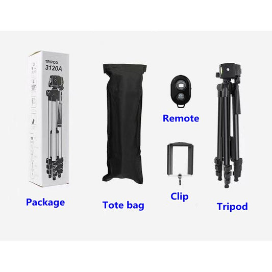 3120 Portable Phone & Camera Tripod Stand with Bluetooth Remote and Phone Clip