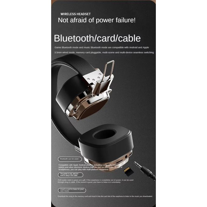 Retro Classic Over-Ear Bluetooth 5.3 Headphones – Studio Stereo Wireless Headset with Touch Control & Type-C Charging
