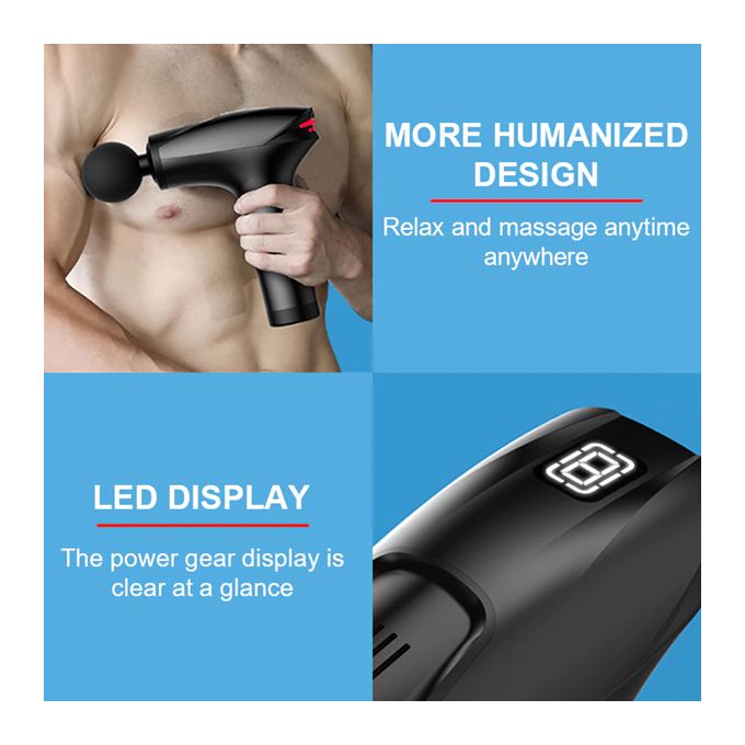 Professional Deep Tissue Massage Gun – 8 Speed Levels, 5 Interchangeable Heads, Rechargeable Muscle Massager