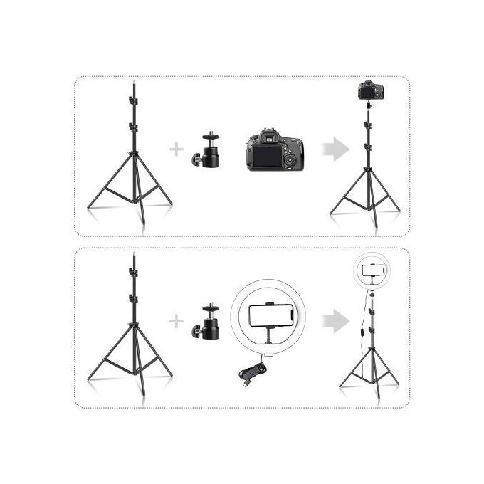 10-Inch LED Ring Light with 2M Adjustable Tripod Stand & Bluetooth Remote