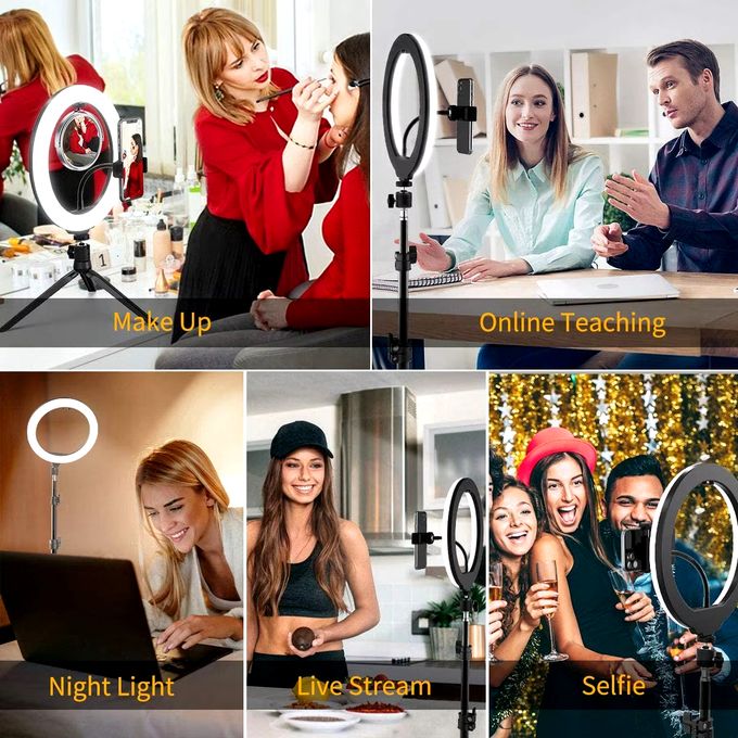 14-Inch LED Ring Light with 2.1M Adjustable Tripod Stand & Bluetooth Remote – 3 Lighting Modes