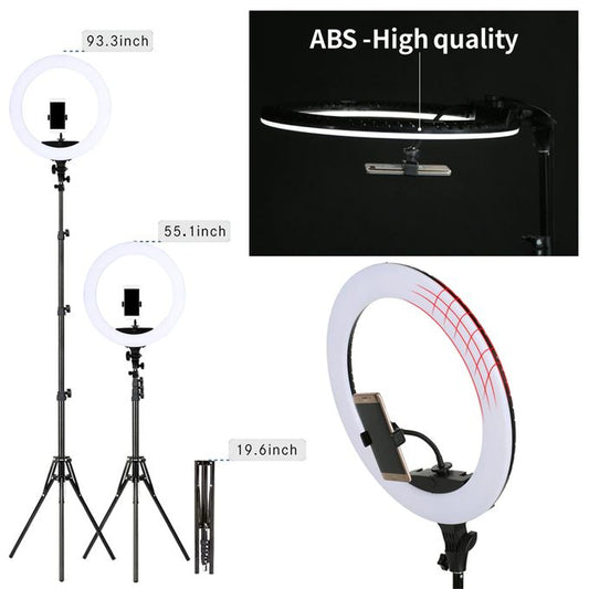 18-Inch 55W LED Ring Light with 7ft Tripod Stand + Remote Control