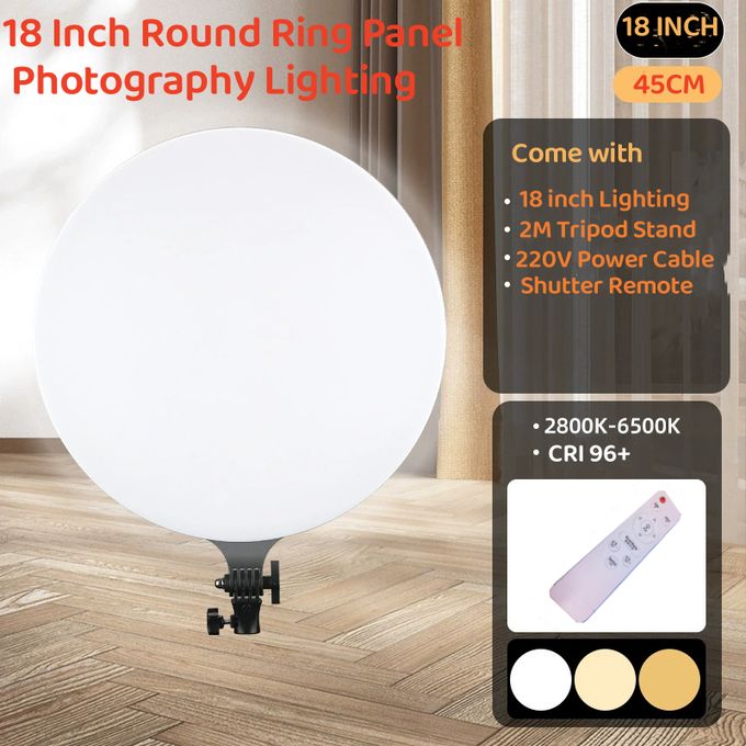 18-Inch Round Fill Lamp Light with Remote & Heavy Tripod Stand – Professional Photography Lighting